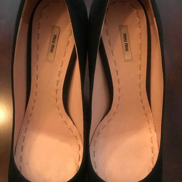 Mini Miu Platform Suede High Heels Forest Green - Picture 6 of 7